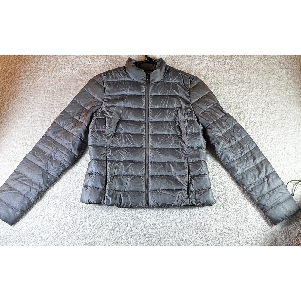 Michael Kors Down Puffer Jacket Black Quilted Hidden Hood Womens Medium